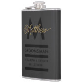 Modern Zwart & Goud Naam toevoegen & Monogram Groo Heupfles (Links)