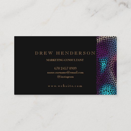 Modern Zwart Goud Neon Visitekaartje (Achterkant)