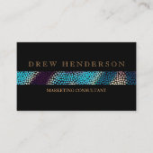 Modern Zwart Goud Neon Visitekaartje (Voorkant)