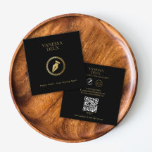 Modern Zwart & Goud Notaris Pen QR Logo Elegant