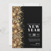 Modern Zwart Goud Oudejaarsfeest Kaart (Voorkant)