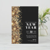 Modern Zwart Goud Oudejaarsfeest Kaart (Staand voorkant)