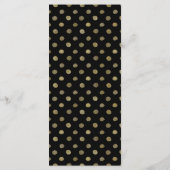 Modern Zwart & Goud Polka Dots Bruiloft Menu (Achterkant)