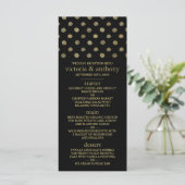 Modern Zwart & Goud Polka Dots Bruiloft Menu (Staand voorkant)
