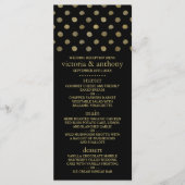 Modern Zwart & Goud Polka Dots Bruiloft Menu (Voorkant)