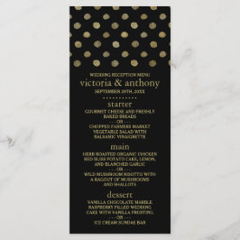 Modern Zwart & Goud Polka Dots Bruiloft Menu