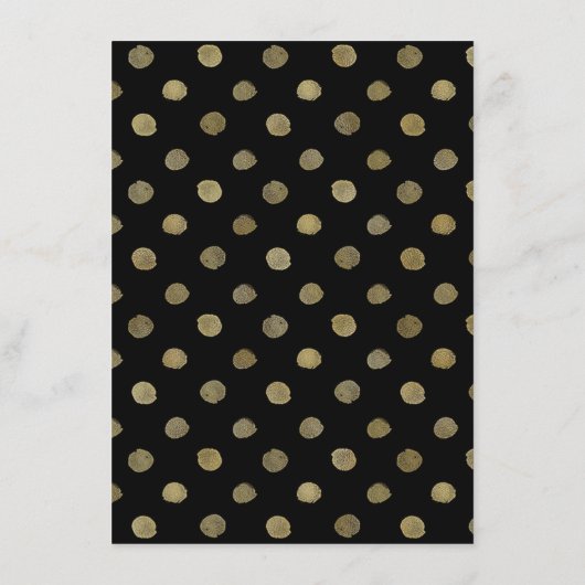 Modern Zwart & Goud Polka Dots Bruiloft Menu (Achterkant)