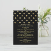 Modern Zwart & Goud Polka Dots Bruiloft Menu (Staand voorkant)