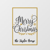 Modern Zwart & Goud Prettig Kerstfeest  Raamsticker (Vel)