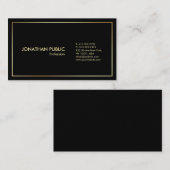 Modern Zwart Goud Professioneel Elegant Plain Visitekaartje (Voorkant / Achterkant)