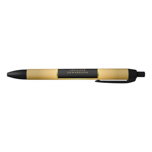 Modern zwart goud professionele monogram naam zwarte inkt pen (Bodem)