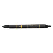 Modern zwart goud professionele promotionele logo zwarte inkt pen (Voorkant)