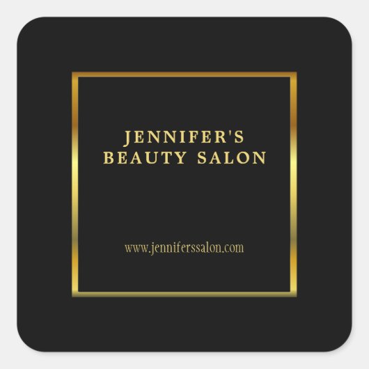 Modern zwart goud promotionele professional vierkante sticker (Voorkant)