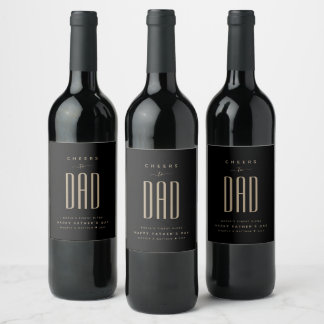 Modern Zwart & Goud "Proost op papa" Vaderdag Wijn Etiket