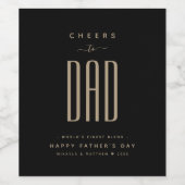 Modern Zwart & Goud "Proost op papa" Vaderdag Wijn Etiket (Enkel label)