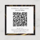 Modern Zwart Goud QR Code Abstract Liquid Pattern Vierkante Visitekaartje (Achterkant)