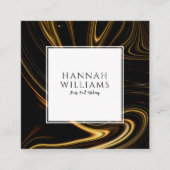 Modern Zwart Goud QR Code Abstract Liquid Pattern Vierkante Visitekaartje (Voorkant)