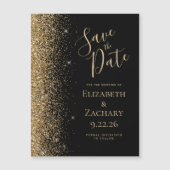 Modern Zwart Goud Save the Date Magnetische Kaart (Voorkant)