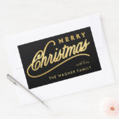 Modern Zwart & Goud Schrift Prettig Kerstfeest Rechthoekige Sticker (Envelop)