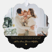 Modern Zwart Goud Script 2 Foto Kerstmis Ornament Kaart (Achterkant)