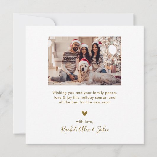 Modern Zwart Goud Script 5 Fotocollage Kerstmis Feestdagenkaart (Achterkant)