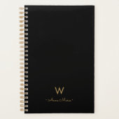 Modern Zwart Goud Script Monogram Planner (Voorkant)