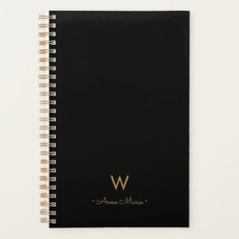 Modern Zwart Goud Script Monogram Planner