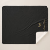 Modern Zwart Goud Script Monogram Sherpa Deken (Voorkant (horizontaal))