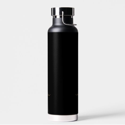 Modern Zwart Goud Script Monogram Waterfles (Links)