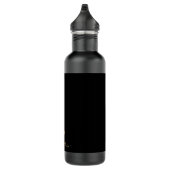 Modern Zwart Goud Script Monogram Waterfles (Rechts)