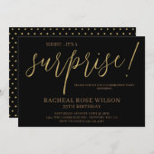 Modern Zwart Goud Script Verrassingsverjaardagsfee Kaart (Voorkant / Achterkant)