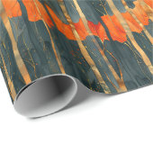 Modern zwart goud sinaasappel abstract gestreept cadeaupapier (Rol Hoek)