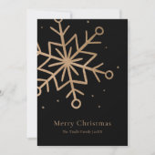 Modern Zwart Goud Sneeuwvlok Script Kerstmis Feestdagenkaart (Voorkant)