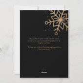 Modern Zwart Goud Sneeuwvlok Script Kerstmis Feestdagenkaart (Achterkant)
