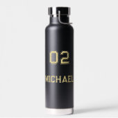 Modern Zwart Goud Speler Naam Jersey Nummer Sport Waterfles (Links)