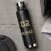 Modern Zwart Goud Speler Naam Jersey Nummer Sport Waterfles