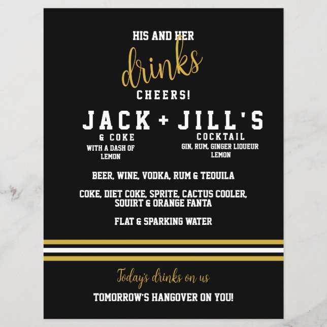 Modern Zwart Goud Sportief Zijn Haar Bruiloft Drin (Voorkant)