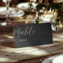 Modern zwart & goud tafelnummer voor trouwfeest