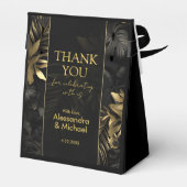 Modern Zwart Goud Tropische Bruiloft Dank u Bedankdoosjes (Achterkant)