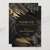 Modern Zwart Goud Tropische Bruiloft Dank u Bedankkaart (Voorkant / Achterkant)