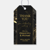 Modern Zwart Goud Tropische Bruiloft Dank u Cadeaulabel (Achterkant)