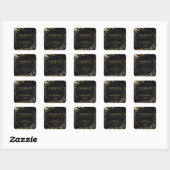 Modern Zwart Goud Tropische Bruiloft Dank u Vierkante Sticker (Vel)