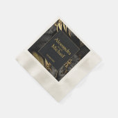 Modern Zwart Goud Tropische Bruiloft Save The Date Servet (Hoek)