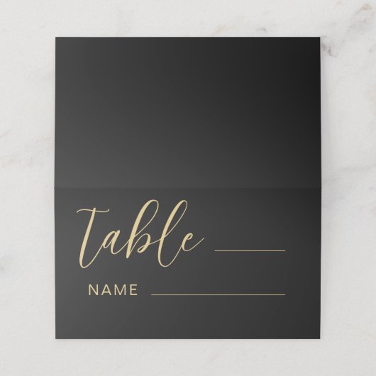 Modern Zwart & Goud Trouwtafel nummer Plaatskaartje (Buitenkant ongevouwen)