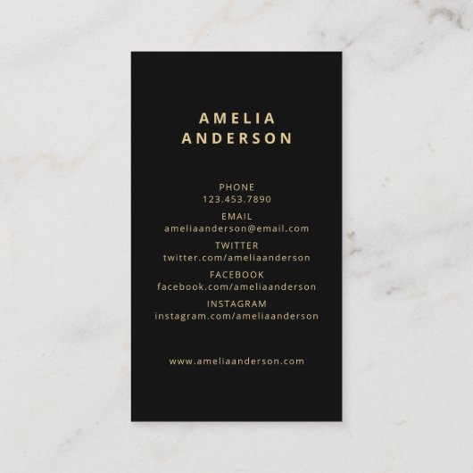 Modern Zwart Goud Typografie Foto Afstuderen Visitekaartje (Achterkant)