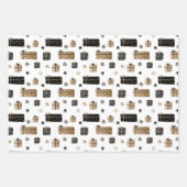 Modern zwart goud vakantie inpakpapier vel (Voorkant 3)