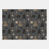 Modern zwart goud vakantie inpakpapier vel (Voorkant 2)