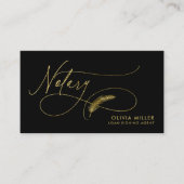 Modern Zwart Goud Veer Script Notaris Loan Agent Visitekaartje (Voorkant)