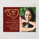 Modern Zwart Goud Verpleegkundig Afstuderen Foto Uitnodiging Briefkaart (Voorkant)