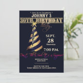 Modern Zwart Goud Verrassing Dertig Kaart (Staand voorkant)